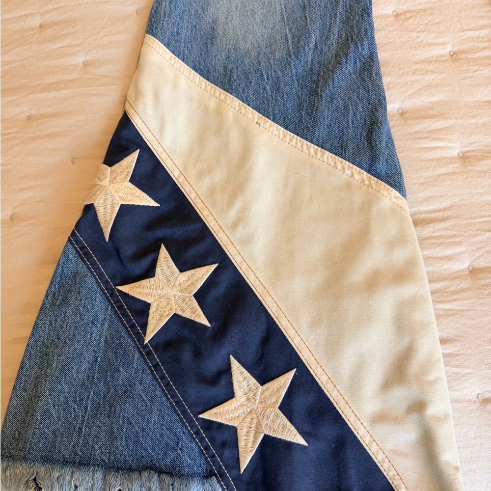 Free People Blue and Red Star Flare Jeans - Picture 6 of 10